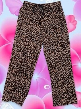 vtg y2k fleece cheetah print pj pants - rene rofé, fits like md